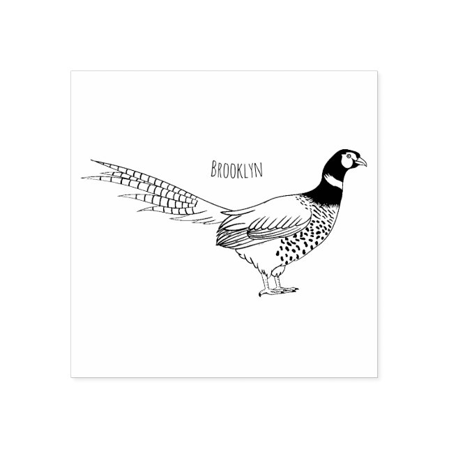 Tampons Encreurs Illustration d'oiseau faisan à cou circulaire (Impression)