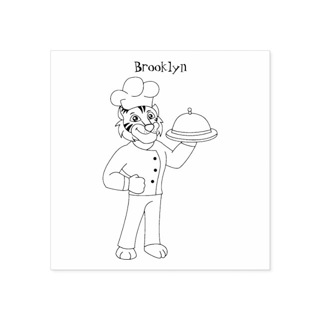 Tampons Encreurs Illustration d'un chef tigre drôle et mignon (Impression)