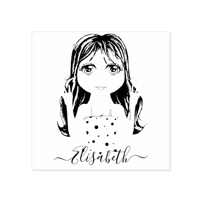 Tampons Encreurs Illustration graphique de paix de fille mignonne p (Impression)