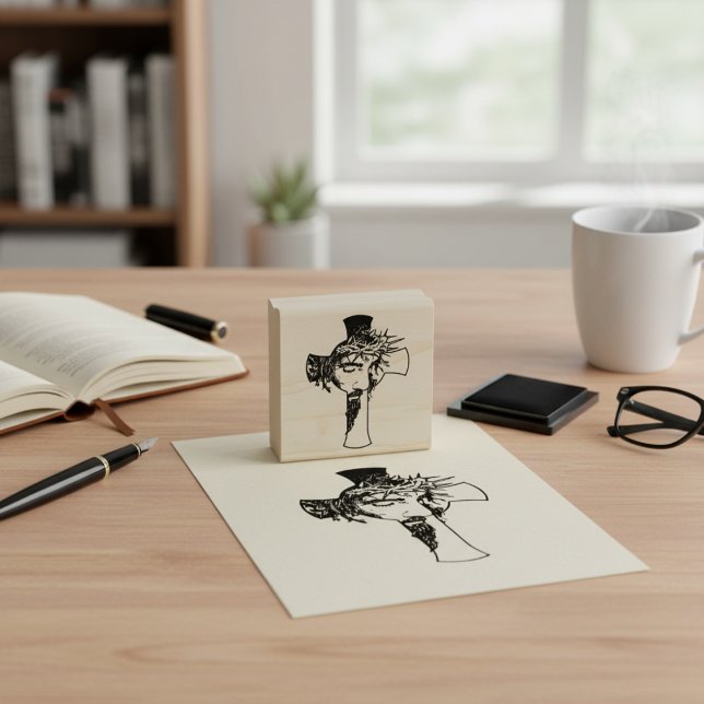 Tampons Encreurs Impressions divines - Jésus et l'Art du Bois de Cr (Divine Impressions - Jesus and the Cross Wood Art Rubber Stamp)