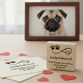 Tampons Encreurs Infinity Symbol Heart & Paws Return Address Stamp