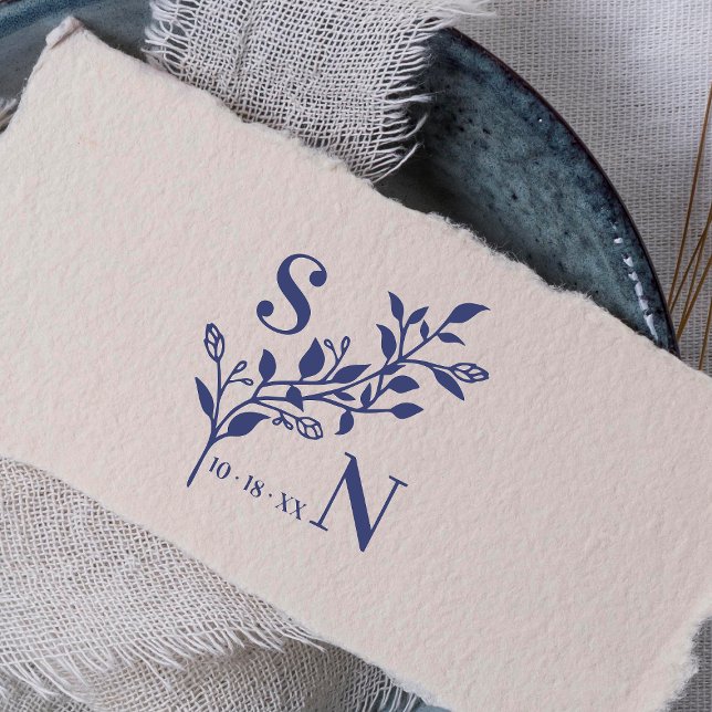 Tampons Encreurs Initiales Branches Chic Mariage Fleur sauvage mode (Créateur téléchargé)
