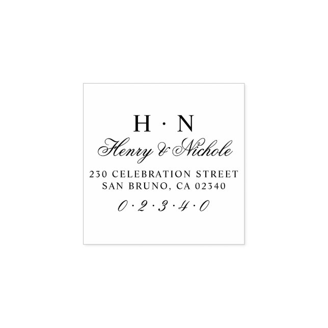 Tampons Encreurs Initiales classiques Noms et adresse de Mariage de (Impression)