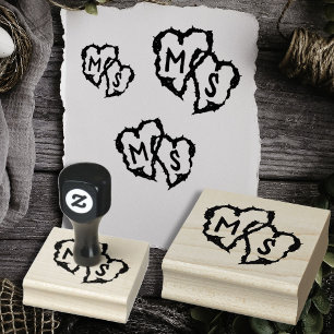 Tampons Encreurs Initiales du Mariage Coeurs sculptés