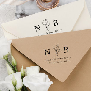 Tampons Encreurs Initiales minimalistes Floral Couple Adresse de re
