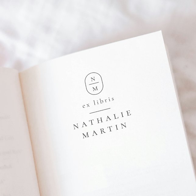 Tampons Encreurs Initiales simples élégantes Ex Libris Monogramme L (Rubber Stamp Mock-up)