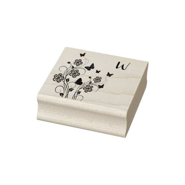 Tampons Encreurs Jardin papillon rose personnalisé (Tampon)