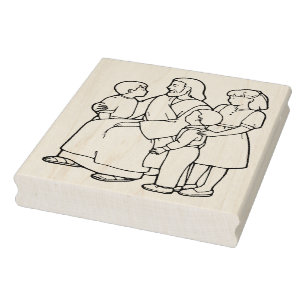 Tampons Encreurs Jésus avec enfants illustration motif art stousse