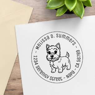 Tampons Encreurs Joli chien West Highland Terrier rond Adresse