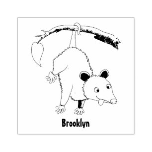 Tampons Encreurs Joli opossum accroché à la branche dessin animé