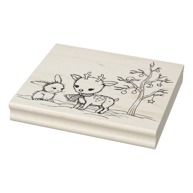 Tampons Encreurs Joli Petit Cerf et Lapin Art Illustré (Tampon)