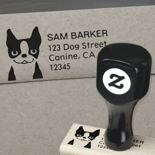 Tampons Encreurs Joli sourire Boston Terrier Dog Adresse de retour (Créateur téléchargé)