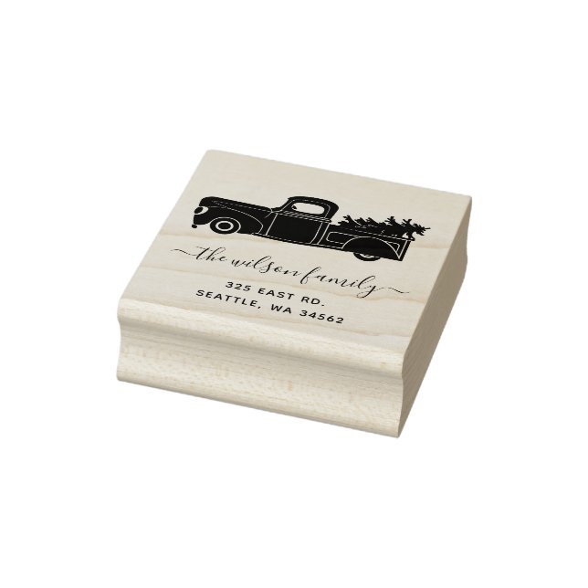 Tampons Encreurs Jolie Arbre de Noël Camion Vintage Adresse de reto (Tampon)