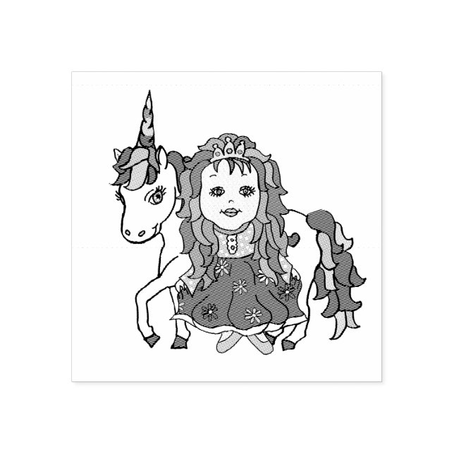 Tampons Encreurs Jolie princesse et licorne (Impression)