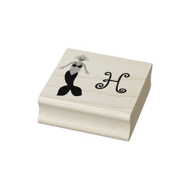 Tampons Encreurs Jolie sirène Imaginaire rose sur mesure Monogramme (Tampon)