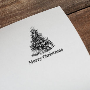 Tampons Encreurs Joyeux cadeau de pin d'arbre de Noël vintage