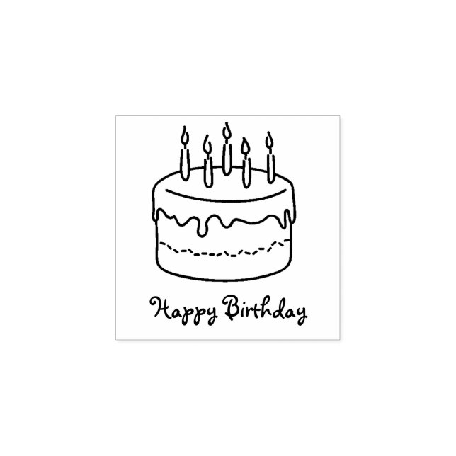 Tampons Encreurs Joyeux gâteau d'anniversaire avec dessin de dessin (Impression)