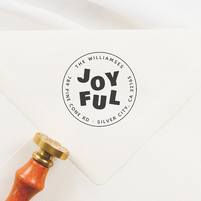 Tampons Encreurs Joyeux mignon moderne ronde Noël Adresse familiale (Créateur téléchargé)