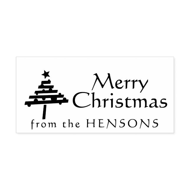 Tampons Encreurs Joyeux Noël Arbre Nom de famille Fête (Impression)
