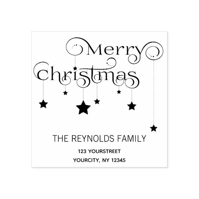 Tampons Encreurs Joyeux Noël Étoiles de script Retourner l'adresse  (Impression)