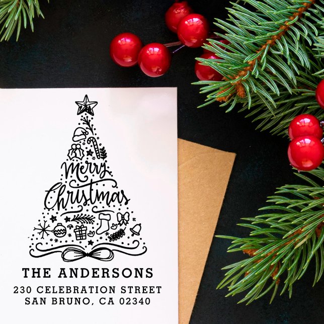 Tampons Encreurs Joyeux Noël Lettres Nom et adresse de retour (Créateur téléchargé)