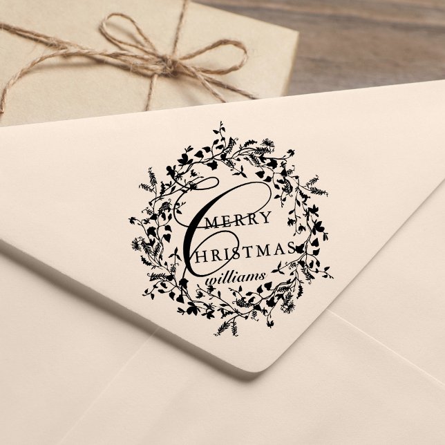 Tampons Encreurs Joyeux Noël moderne Fleur sauvage Wreath (Créateur téléchargé)