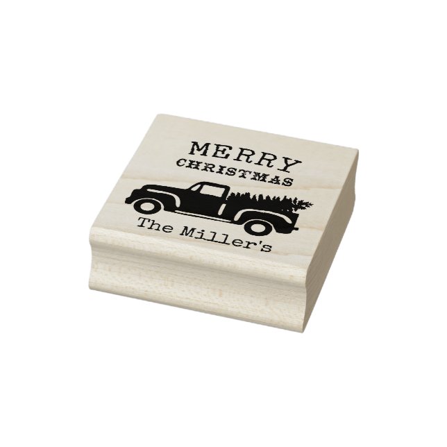 Tampons Encreurs Joyeux Noël Nom personnalisé Camion de ferme (Tampon)