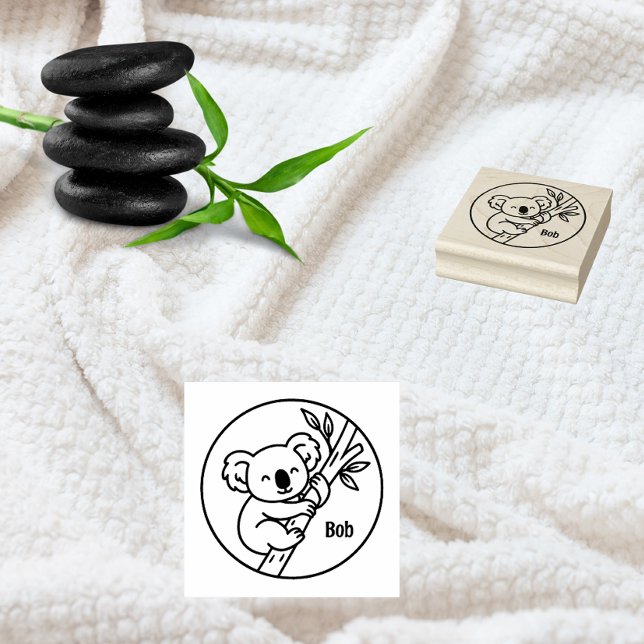 Tampons Encreurs Koala on Branch Custom Name Stamp  (Créateur téléchargé)