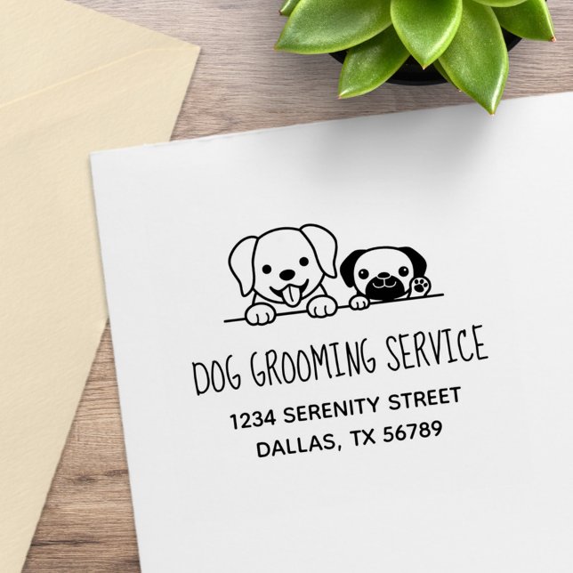 Tampons Encreurs Labrador and Pug Dog Grooming Service Address (Créateur téléchargé)