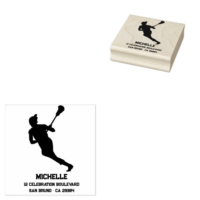 Tampons Encreurs Lacrosse Player Personnalisé (Tamponné)