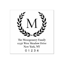 Laurel Wreath Nom de famille Monogramme Adresse de