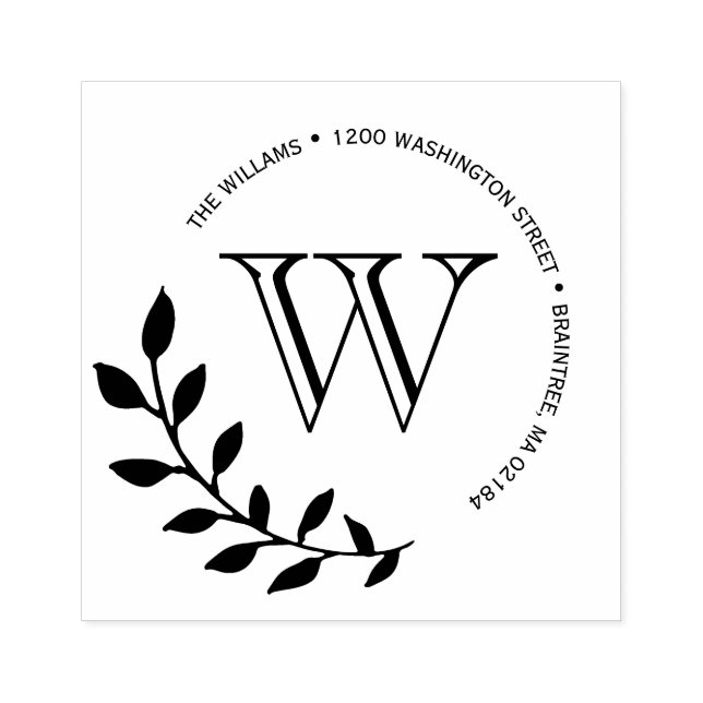 Tampons Encreurs Laurels Feuilles Monogramme Adresse de retour (Impression)
