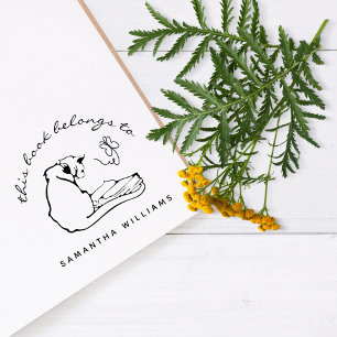 Tampons Encreurs Lecture Beurre de chat Moderne Bibliothèque person