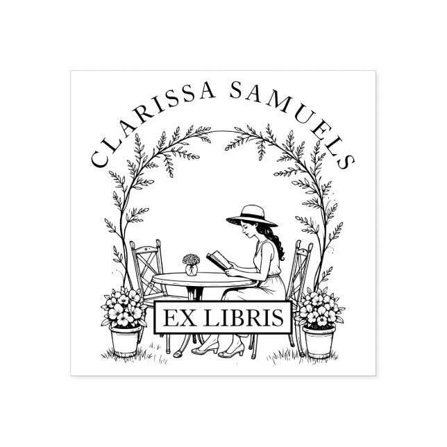 Tampons Encreurs Lecture Femme Jardin Fleurs de table Casquette Ex  (Impression)