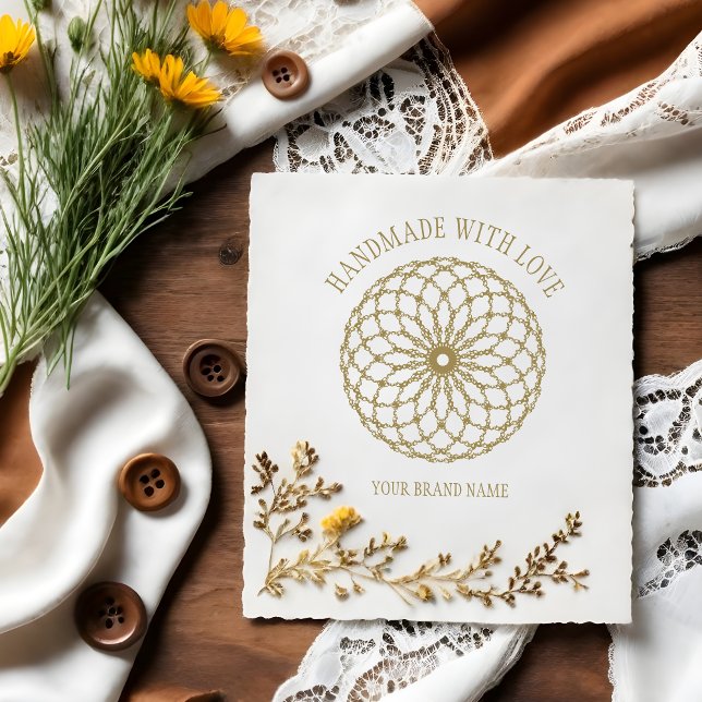 Tampons Encreurs L'envoyez par Handmade with with Love quote (Exquisite Cherished Mandala with Handmade with Love Quote Rubber Stamp.)