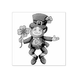 Tampons Encreurs Leprechaun Jumping St. Patrick's Day Bois Block
