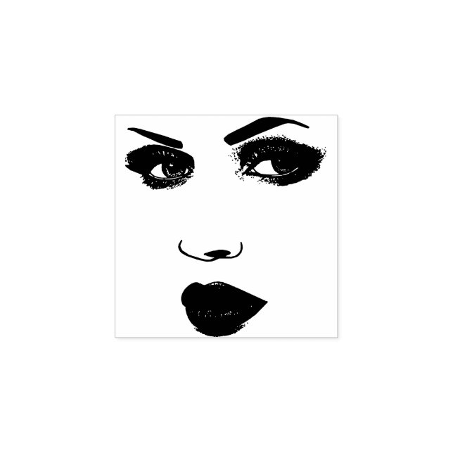 Tampons Encreurs Les femmes face profil maquillage beauté Art moder (Impression)