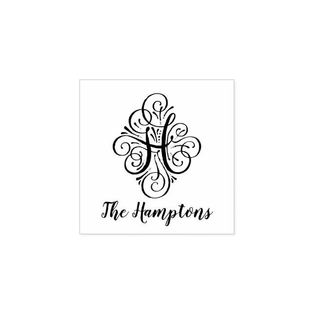 Tampons Encreurs Lettre H Nom du monogramme initial élégant (Impression)