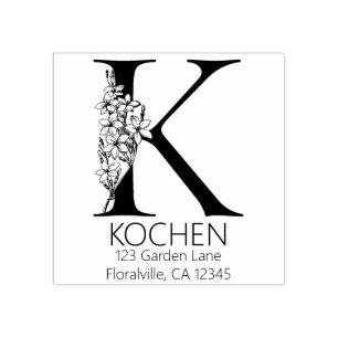 Tampons Encreurs Lettre principale florale - K - monogramme
