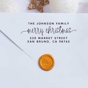 Tampons Encreurs Lettres de script Joyeux Noël & Nom de famille