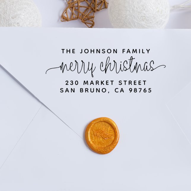 Tampons Encreurs Lettres de script Joyeux Noël & Nom de famille (Rubber Stamp Mock-up)