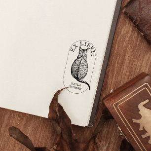 Tampons Encreurs Librairie Ex Personnalisée Chat Vintage, Livre