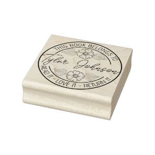 Tampons Encreurs Librairie plaque de livres Fils fleuris personnali