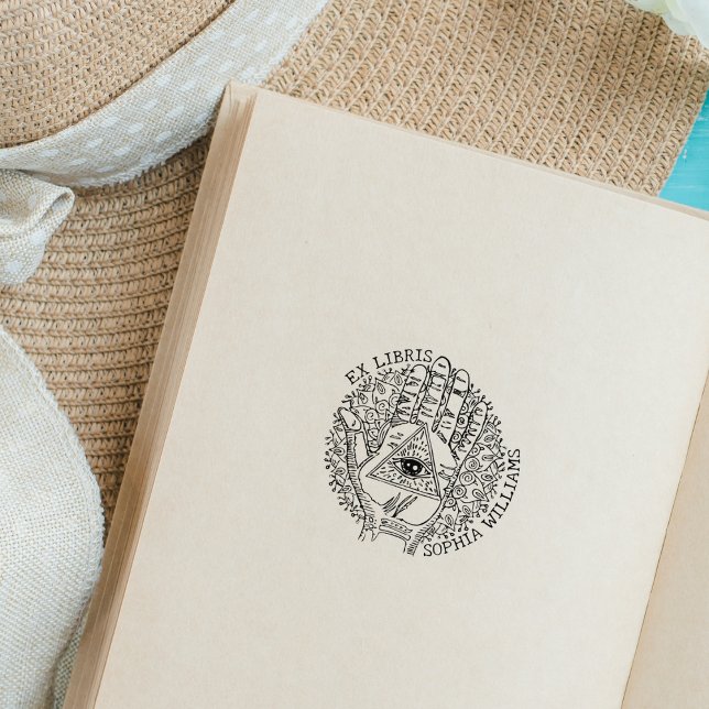 Tampons Encreurs Libris Ex Personnalisé, Main Spirituelle, Livre Ha (Créateur téléchargé)