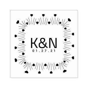 Tampons Encreurs Ligne carrée Art Logo Initial cœur Mariage