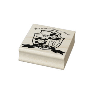 Tampons Encreurs Lion crest, lettre A kids library name (nom de la