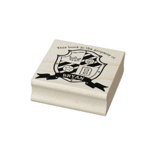Tampons Encreurs Lion crest lettre B enfant bibliothèque nom tampo