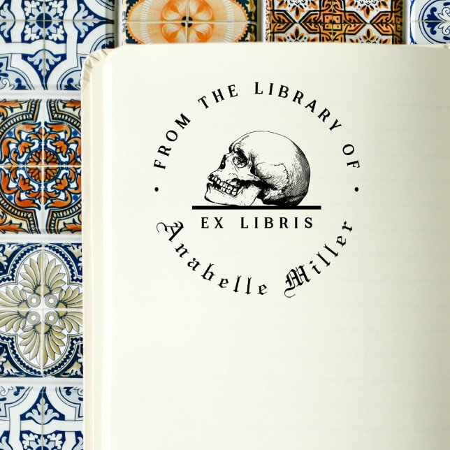 Tampons Encreurs Livre de bibliothèque de script Vintage de crâne g (Créateur téléchargé)