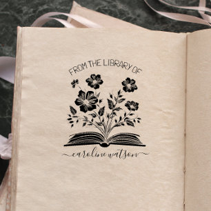 Tampons Encreurs Livre floral de la bibliothèque de Timbre en caout