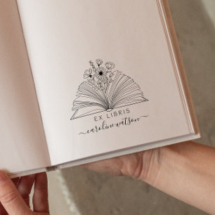 Tampons Encreurs Livre floral Ex libris Timbre en caoutchouc